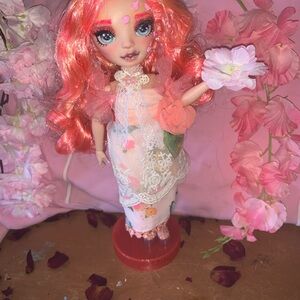 Pink and White Fashion Doll with Lace Dress